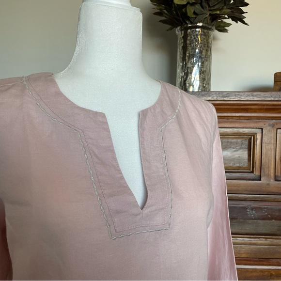 Old Navy Linen Tunic, Pink Tunic Top, Linen Shirt, Light Pink Top, 2000s, Small - Picture 2 of 13